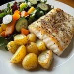 Lemon Pepper Fish with Herb Potatoes & Garden Salad