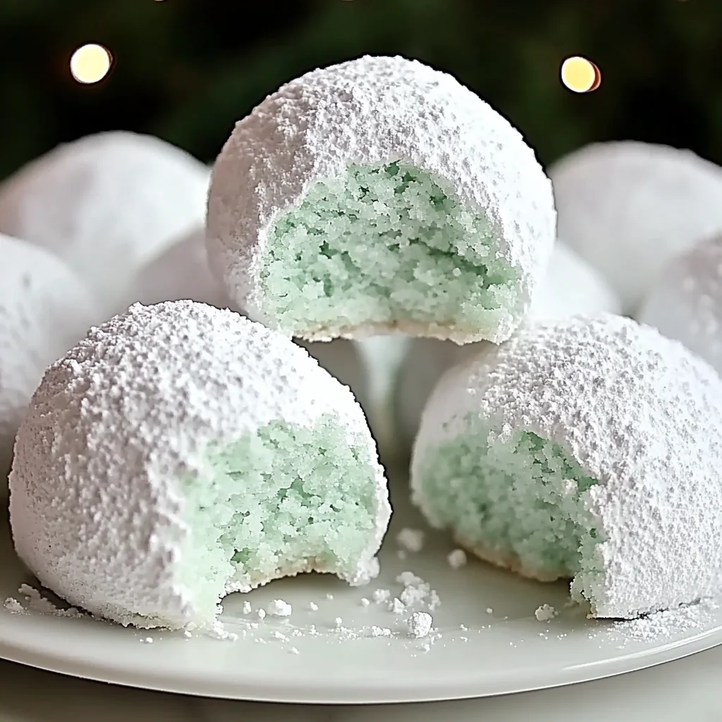 Minty Snowball Cookies