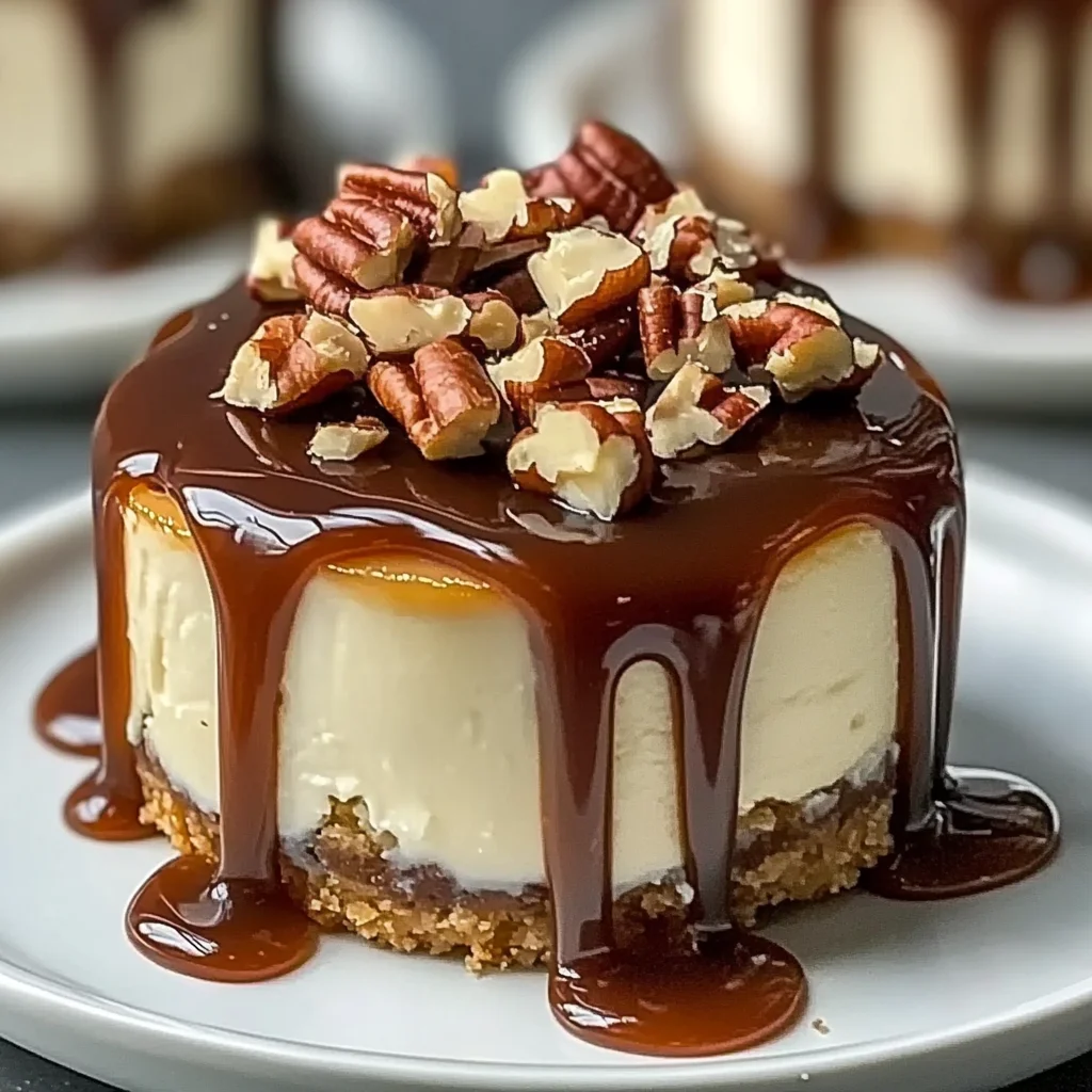 No Bake Turtle Mini Cheesecake