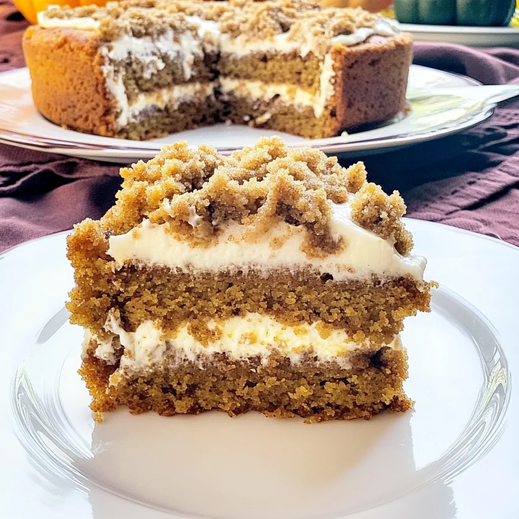Pumpkin Cake with Cream Cheese and Streusel Topping