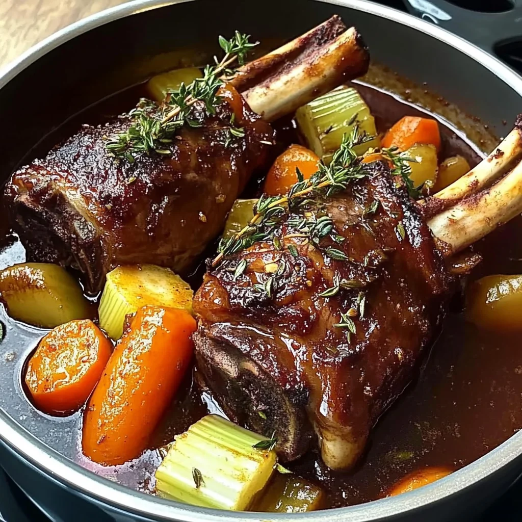 Red Wine-Braised Lamb Shanks with Rosemary & Root Vegetables