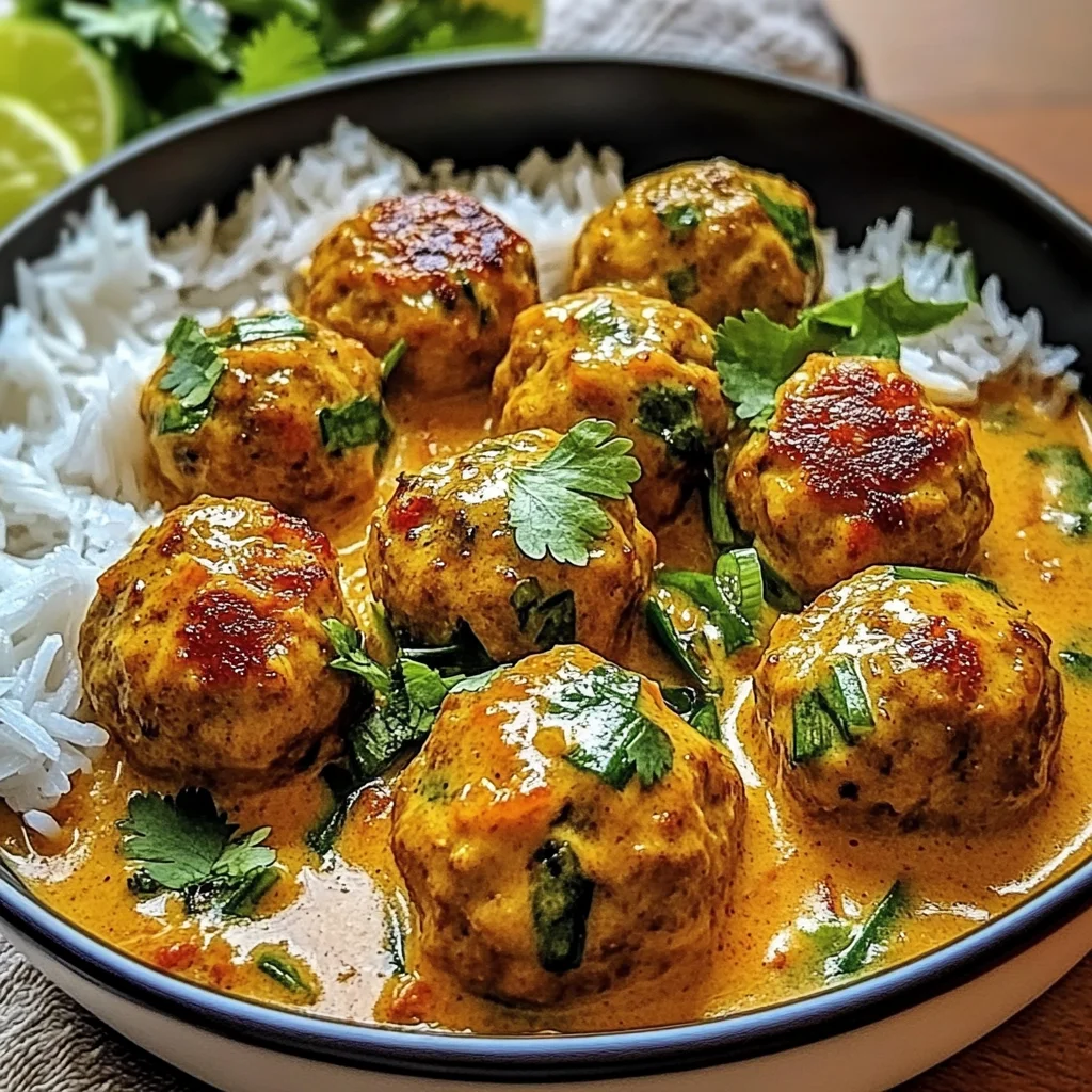 Thai Chicken Meatballs in Creamy Coconut Curry