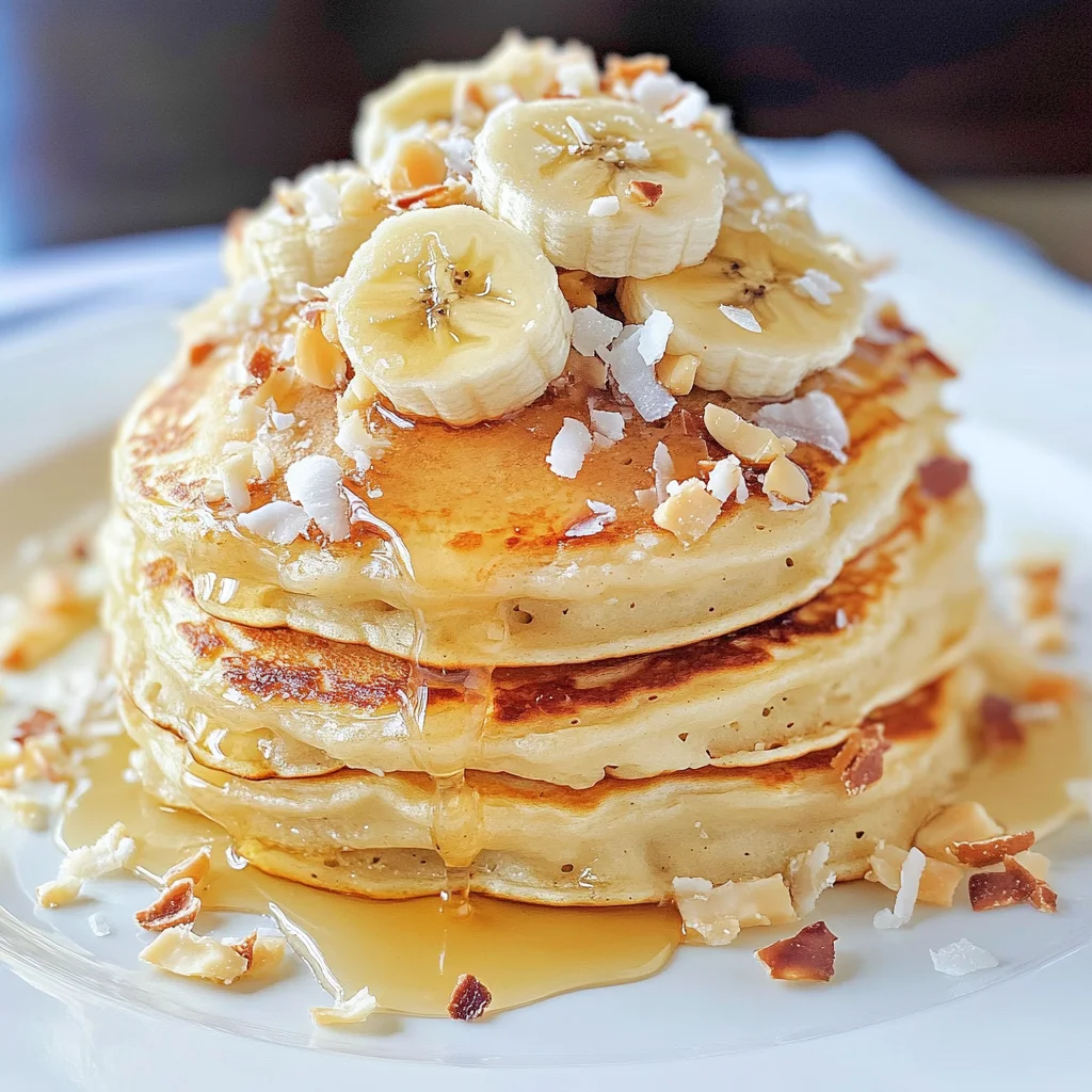 Toasted Coconut Macadamia Pancakes with Coconut Syrup