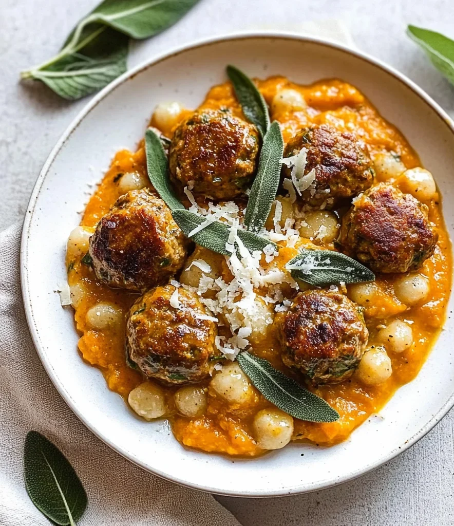 Turkey Meatballs in Pumpkin Sage Sauce