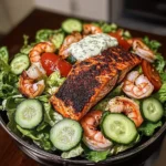 Blackened Salmon & Shrimp Salad