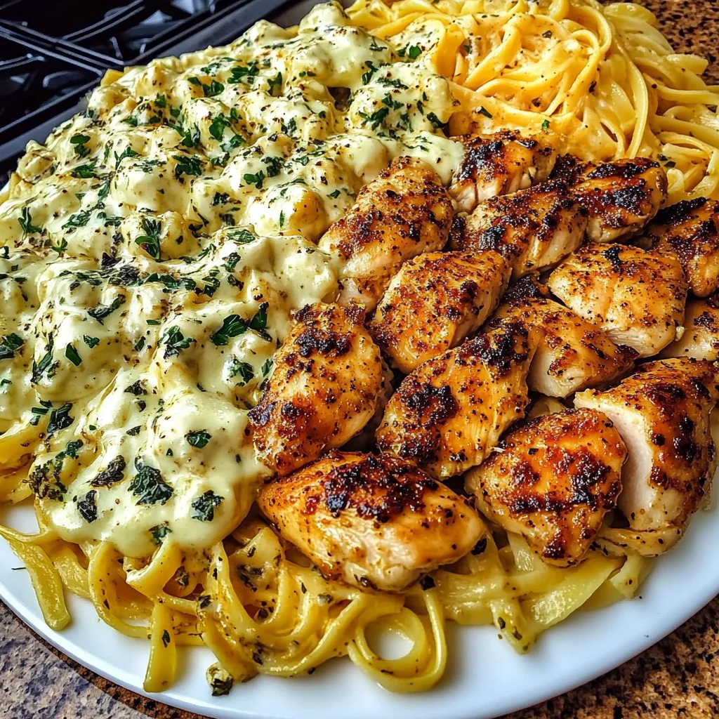 Cajun Garlic Butter Chicken with Creamy Mozzarella Linguine