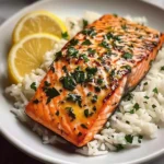 Garlic Butter Salmon with Fluffy White Rice