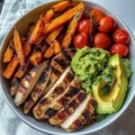 Grilled Chicken Power Bowl with Sweet Potato Fries & Fresh Guac