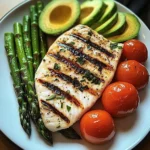 Herb-Grilled Fish with Asparagus, Avocado & Cherry Tomatoes