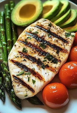 Herb-Grilled Fish with Asparagus, Avocado & Cherry Tomatoes