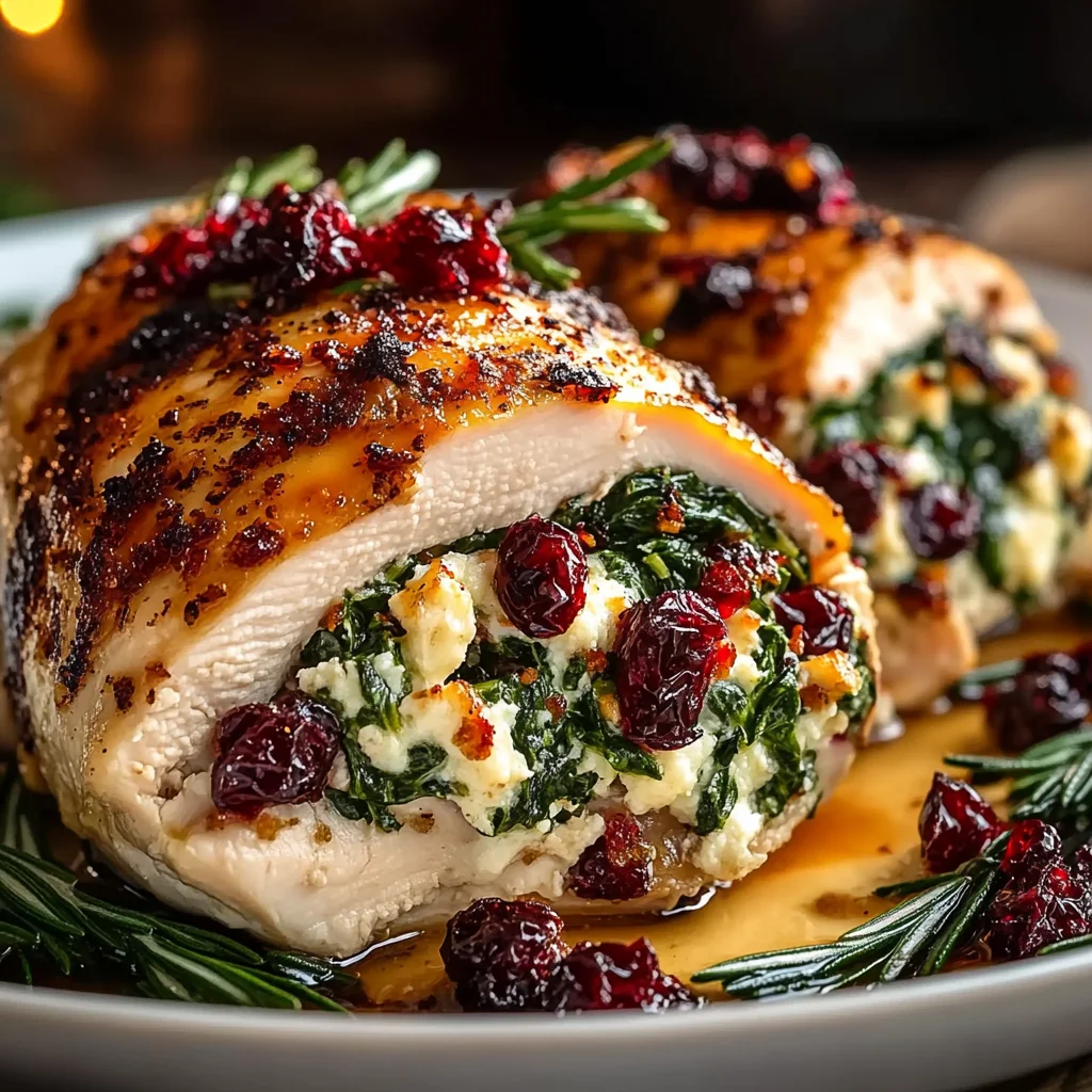 Spinach & Cranberry Stuffed Chicken Breasts
