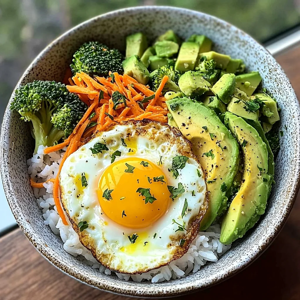 Sunny Egg & Veggie Rice Bowl with Avocado