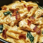 Creamy Chicken Pasta with Bacon and Spinach