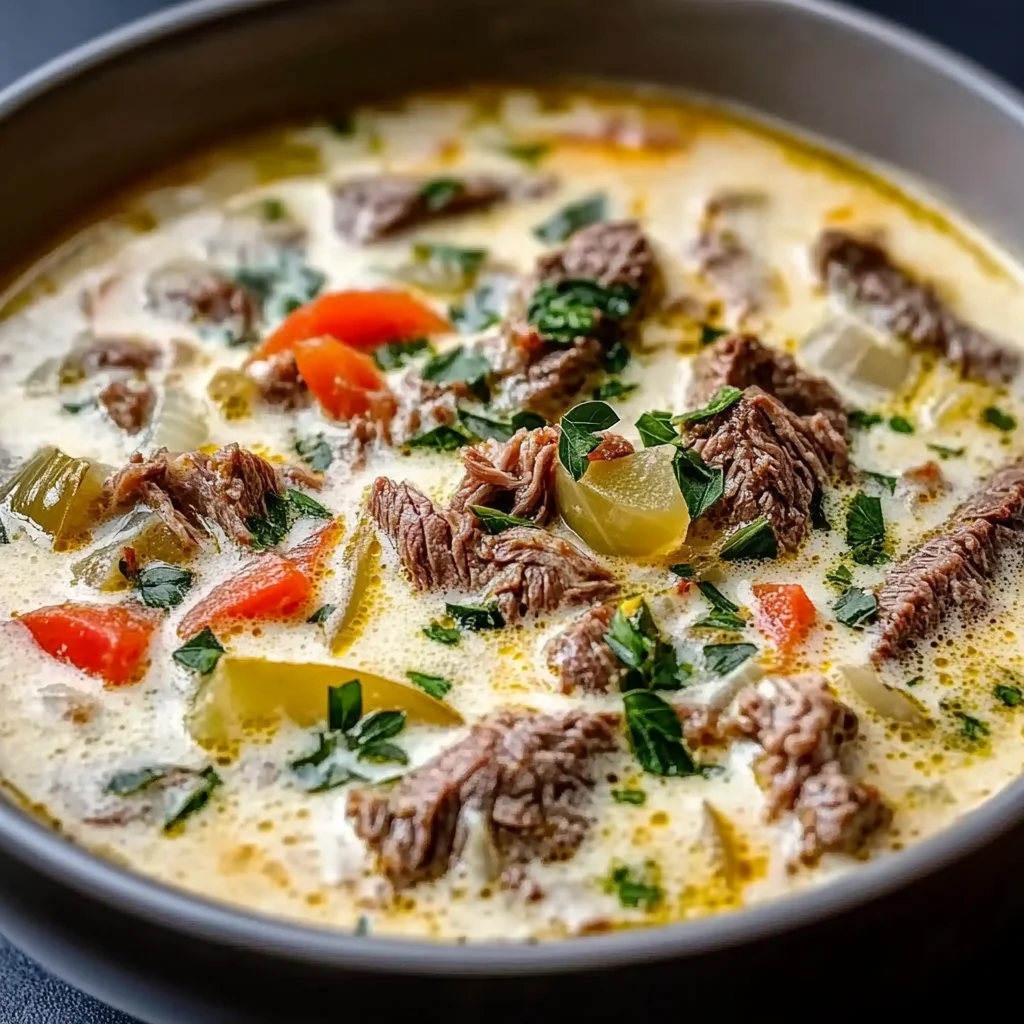 Creamy Philly Cheese Steak Soup