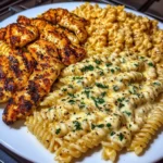 Garlic Parmesan Chicken Rotini in ThreeCheese Cajun Cream Sauce
