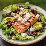 Grilled Salmon & Avocado Salad with Cranberries and Feta