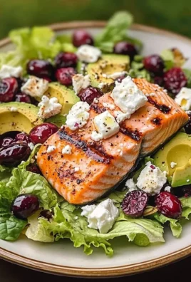 Grilled Salmon & Avocado Salad with Cranberries and Feta