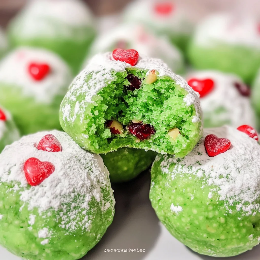 Grinch Cookies - Christmas Snowball Cookies