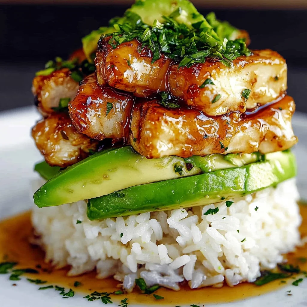 Honey Lime Chicken & Avocado Rice Stack