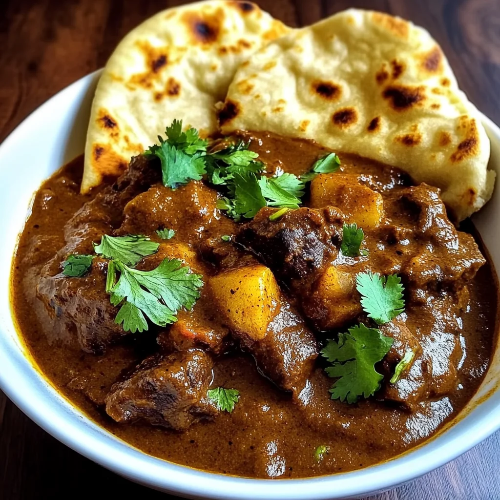 Indian-Style Beef Curry with Homemade Garlic Naan