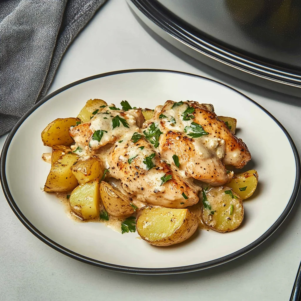 Slow Cooker Parmesan Garlic Chicken and Potatoes