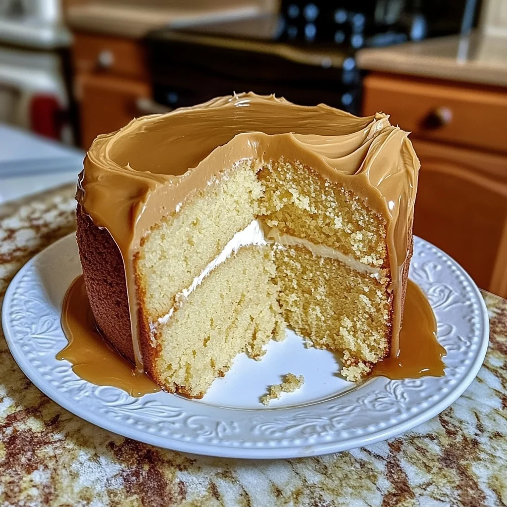 Sour Cream Pound Cake with Caramel Frosting