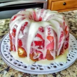 Strawberry Cream Cheese Pound Cake with White Glaze