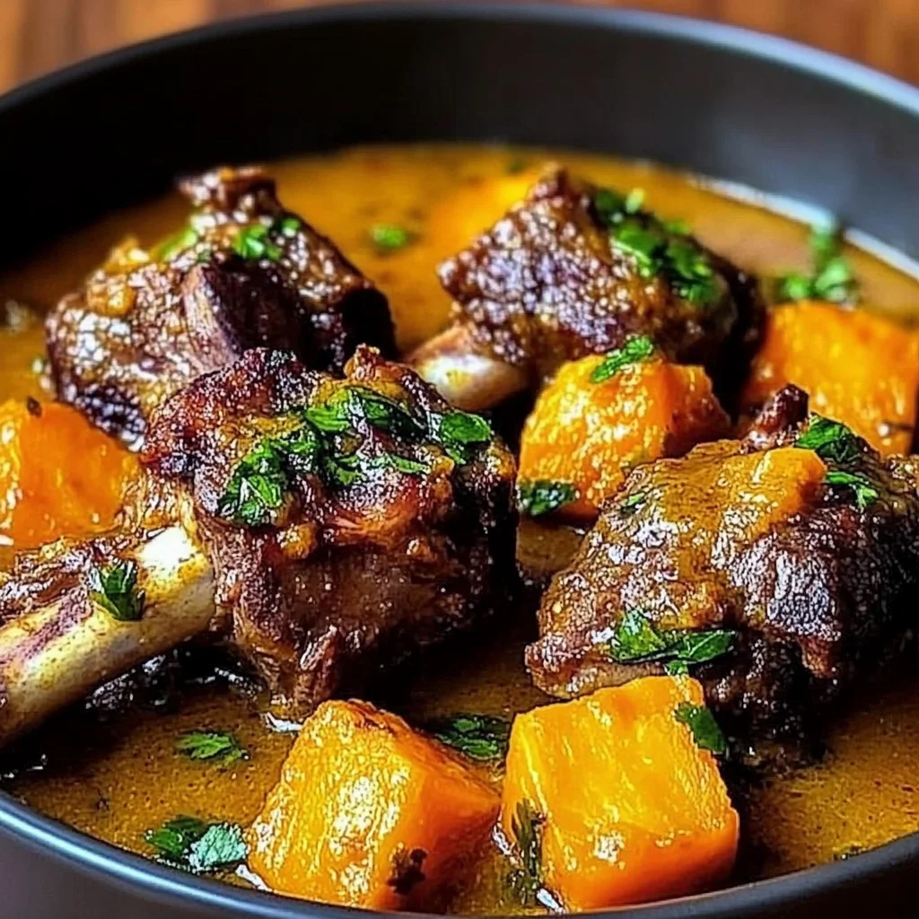 Coconut Cream Lamb Shanks with Sweet Potatoes & Coriander