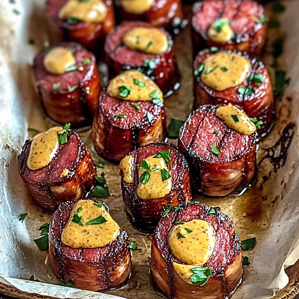 Mustard Hasselback Kielbasa Bites