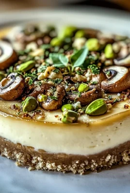 Pistachio and Mushroom Cheesecake with Feta & Parmesan Crust