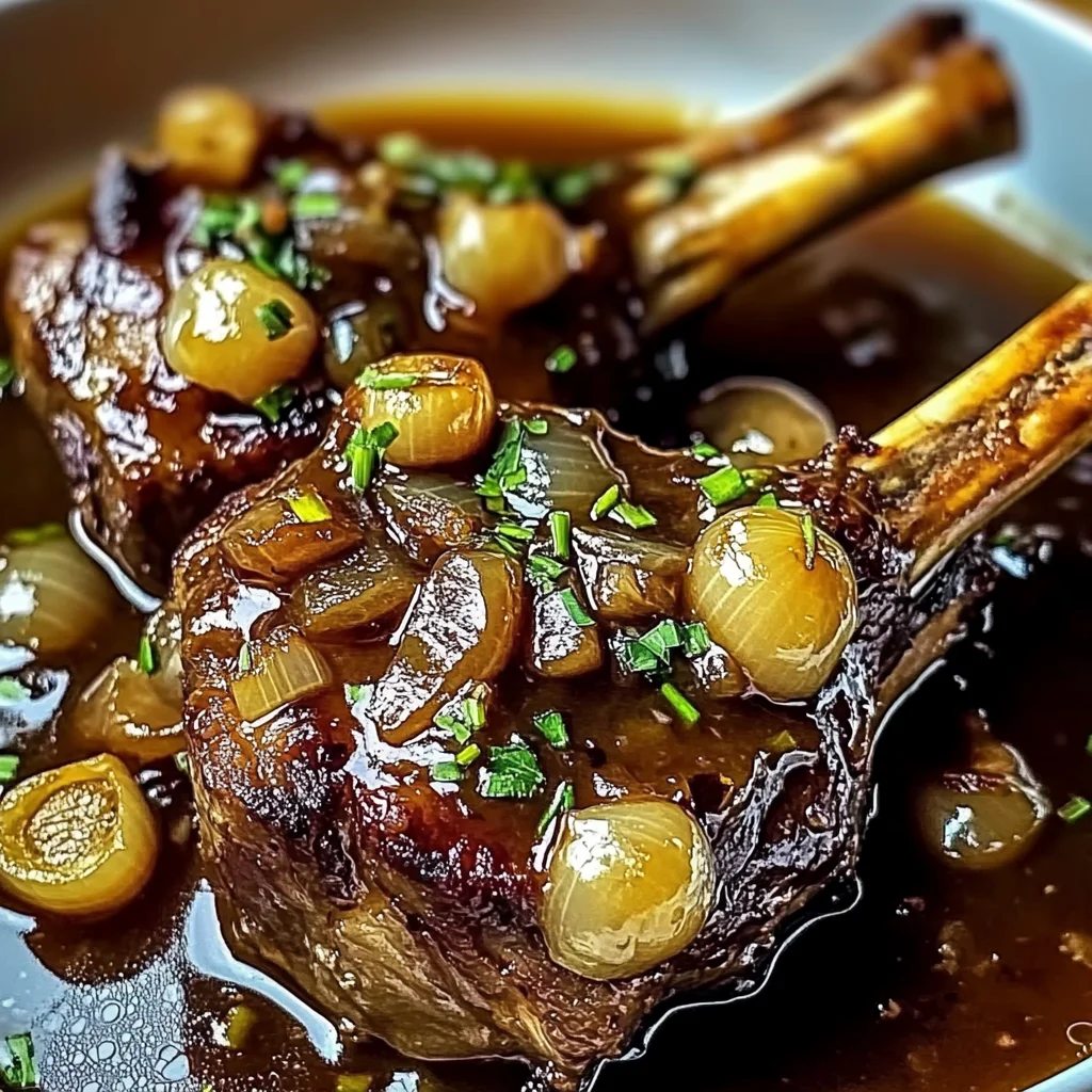 Red Wine Lamb Shanks with Garlic & Onions