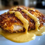 Savory Pretzel Chicken with Mustard-Cheddar Sauce Delight