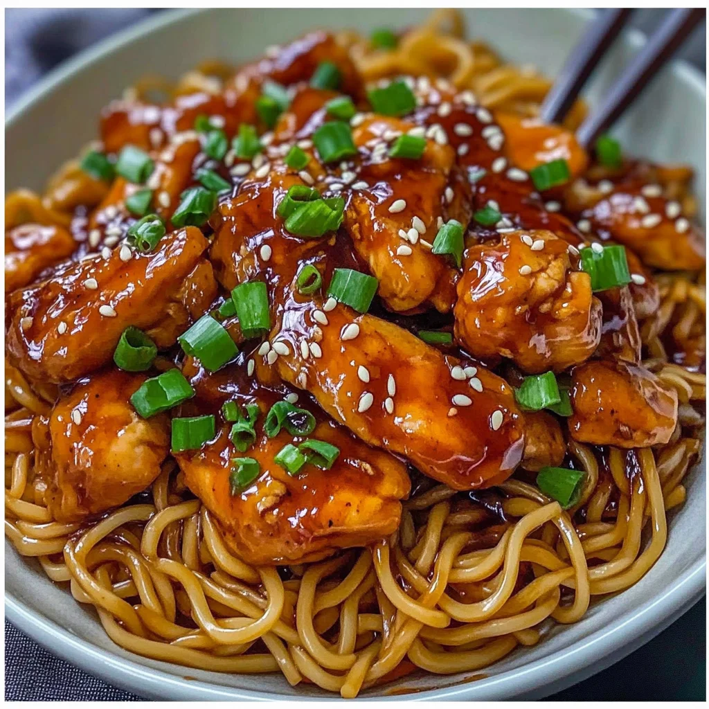 Sticky Garlic Chicken Noodles
