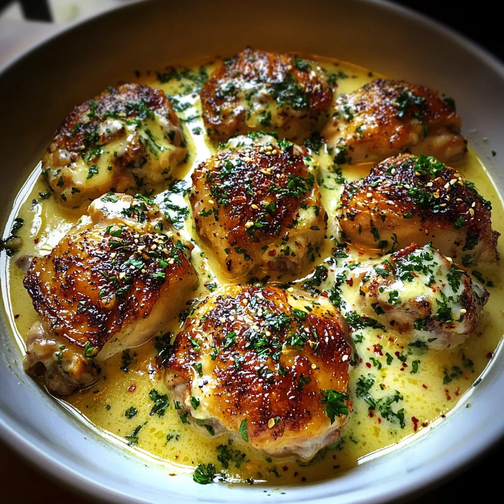 Bobby Flay Chicken Thighs with Creamy Garlic Sauce