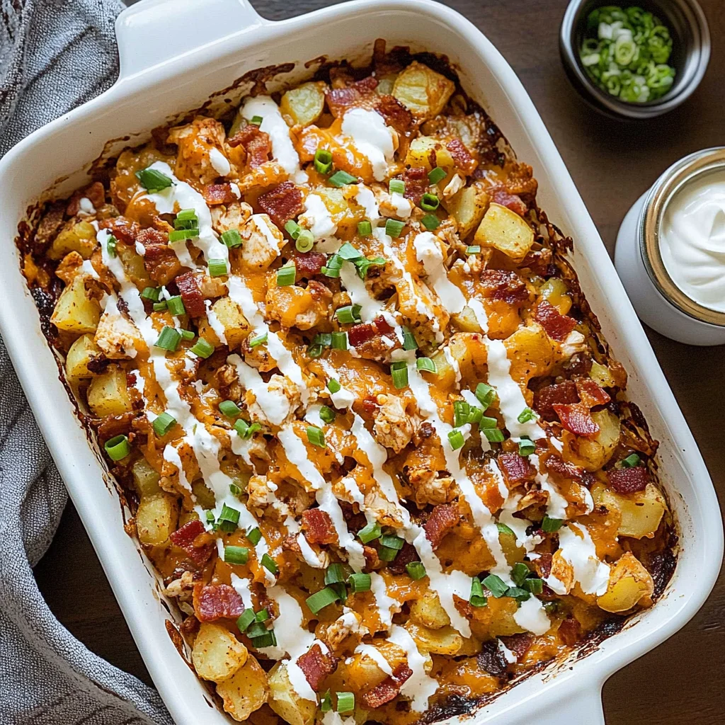 Buffalo Chicken Roasted Potato Bake
