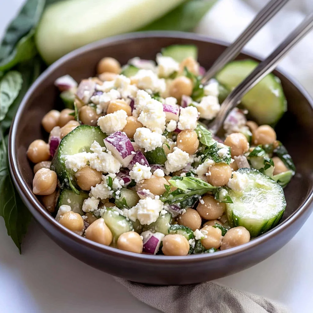 Chickpea Feta Cucumber Salad