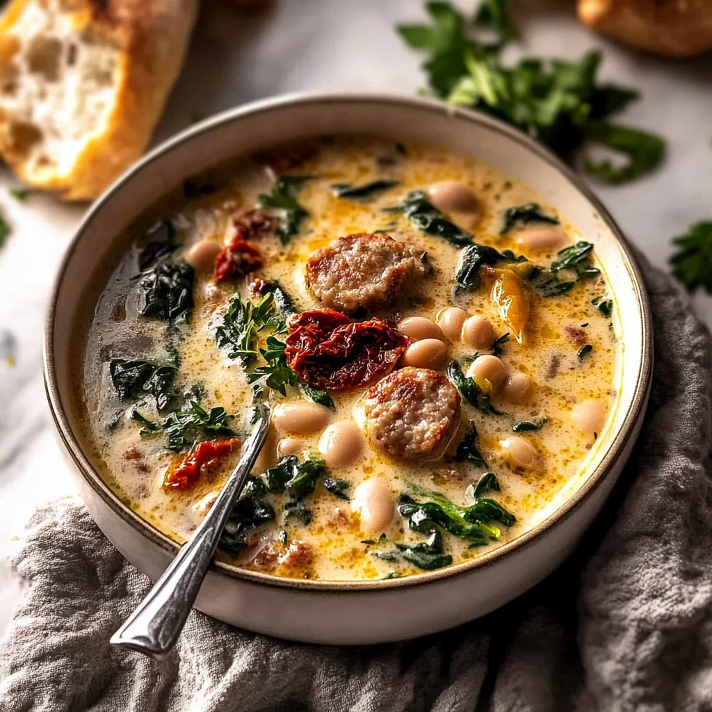 Creamy Tuscan White Bean Lemon Soup