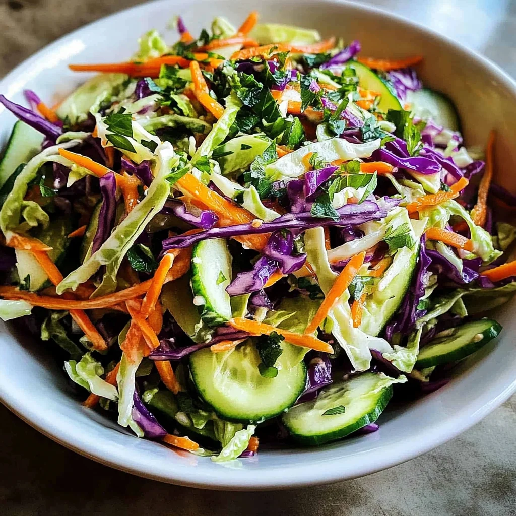Easy Tangy Vinegar Cabbage Salad with Crisp Vegetables (No Mayo)