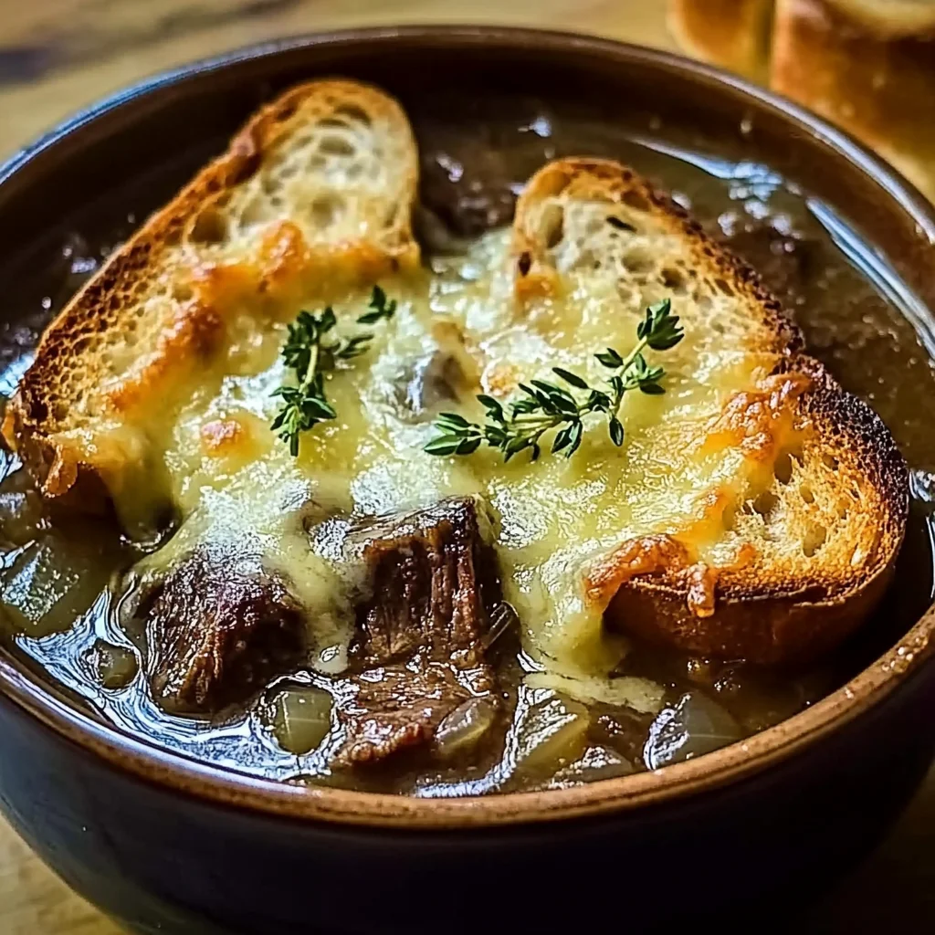 French Onion Short Rib Soup with Gruyère Toast