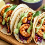 Spicy Shrimp Tacos with Avocado Crema