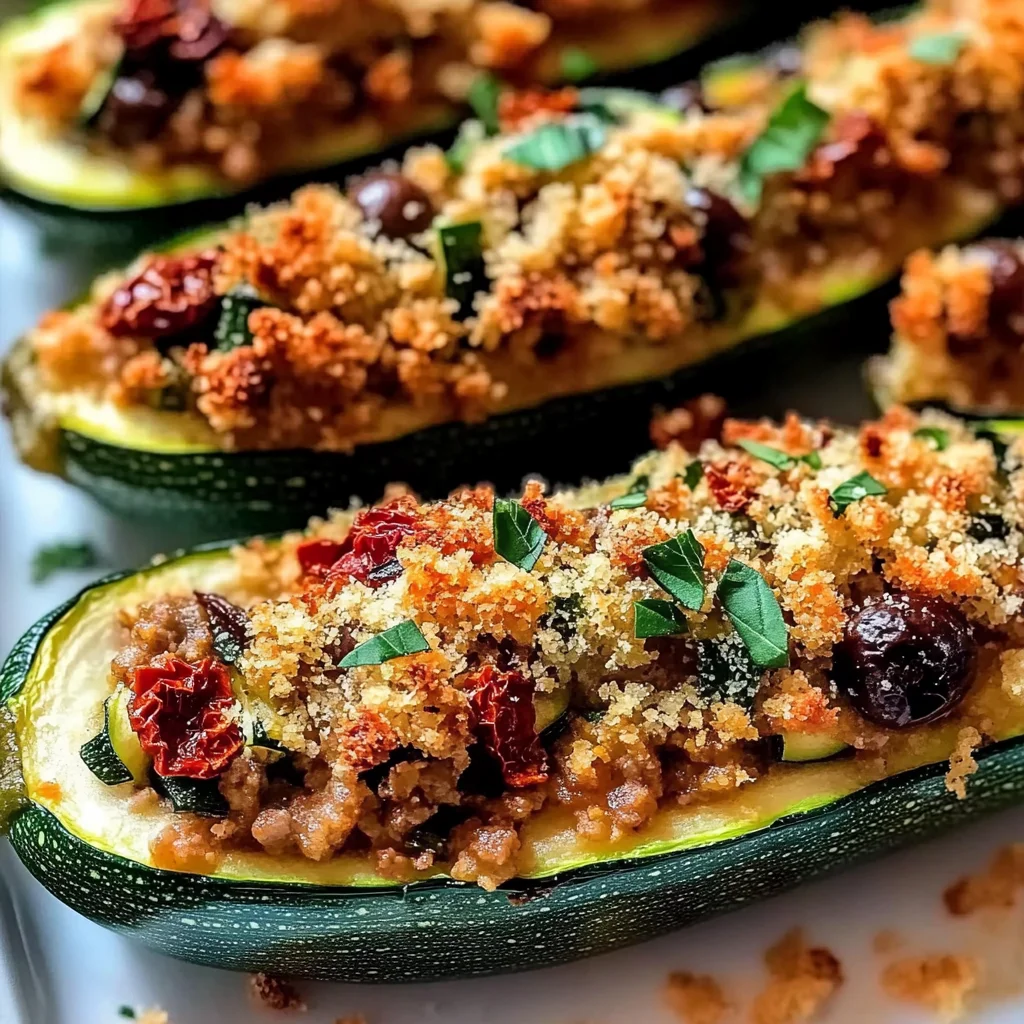 Baked Mediterranean Stuffed Zucchini Boats