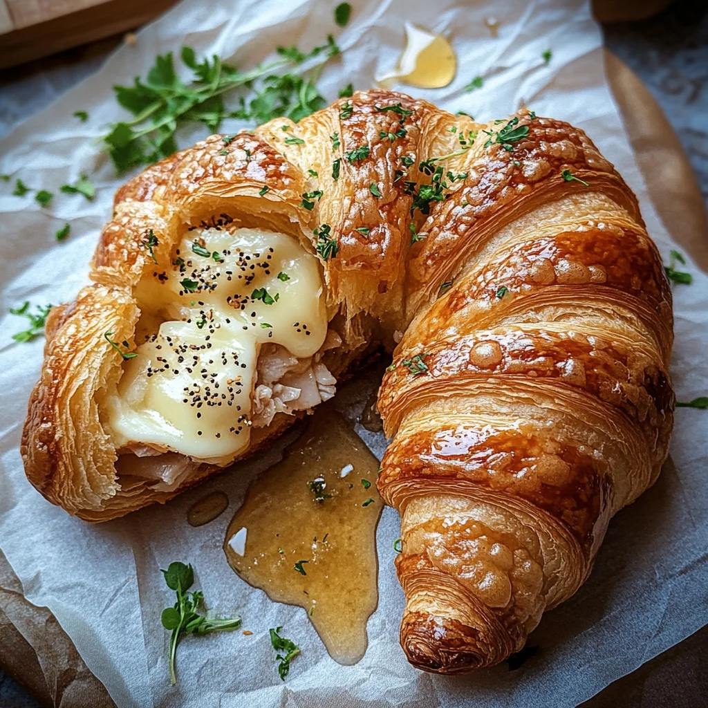 Buttery Garlic Baked Croissants with Turkey & Havarti Recipe