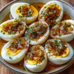 Cajun Boiled Eggs with Spicy Garlic Butter Sauce : Keto Late-Night Snack