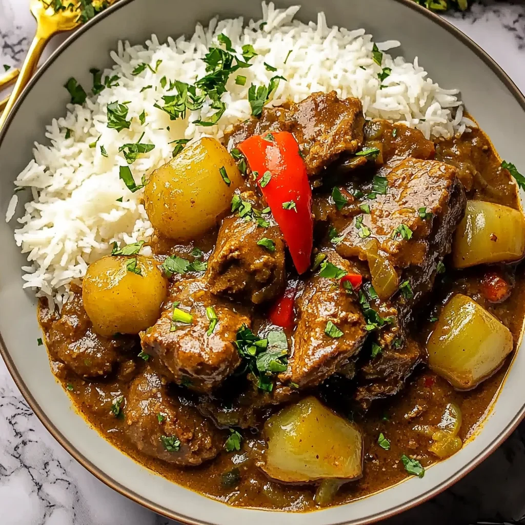 Caribbean-Style Beef Stew with Rice