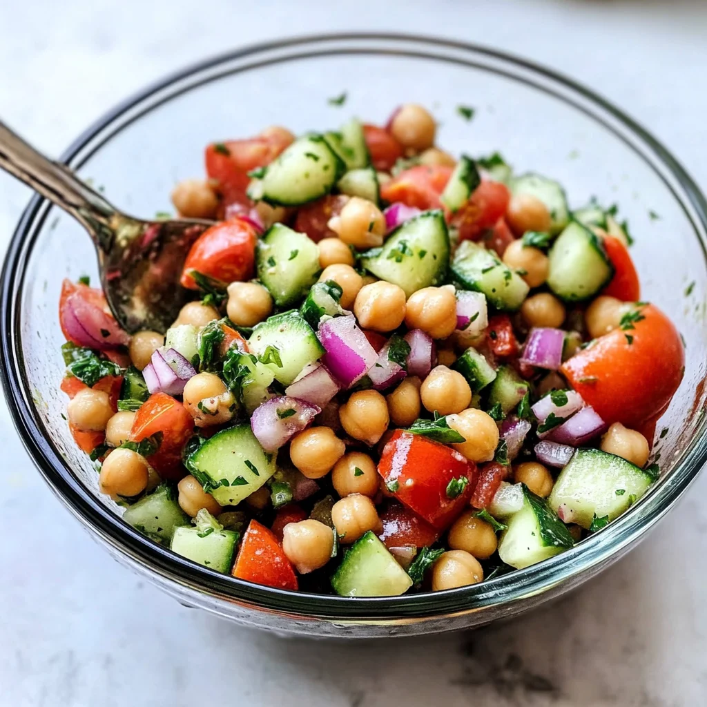 Chickpea Salad with Cucumbers and Tomatoes