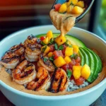 Shrimp and Avocado Bowls with Mango Salsa & Lime-Chili Sauce