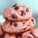 Strawberry Cake Mix Cookies with Chocolate Chips