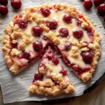 Cherry Dessert Pizza with Cherry Pie Filling and Crumble Topping Recipe