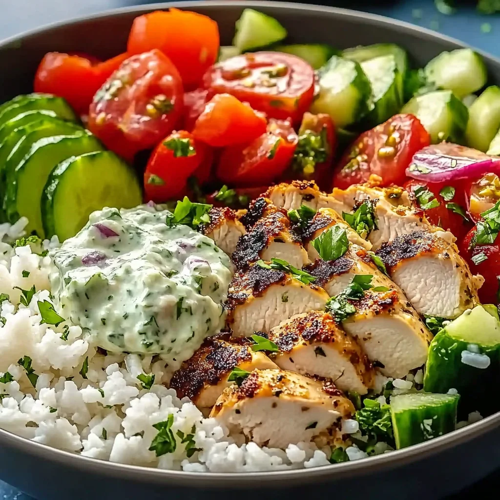Juicy Mediterranean Chicken Bowl with Rice