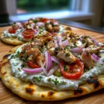 Mediterranean Tzatziki Chicken Naan Pizza